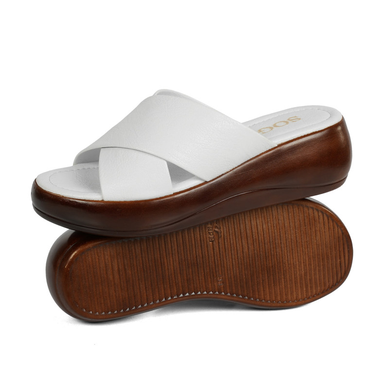 دمپایی زنانه مدل مروارید رنگ سفید