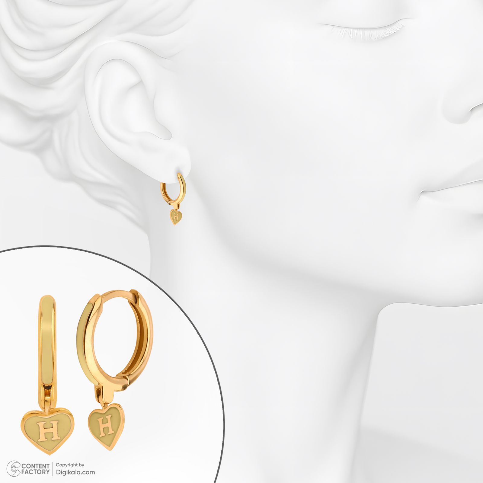 گوشواره حلقه‌ای طلا کم اجرت  18 عیار زنانه گلدم مدل E244014 -  - 6