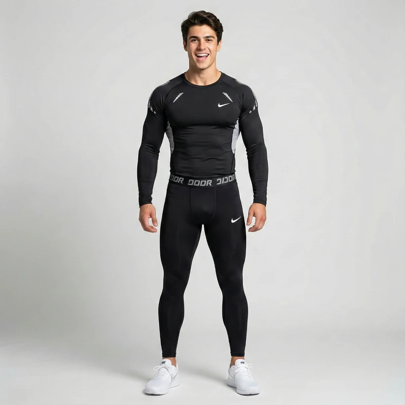 ست تی‌شرت آستین بلند و لگینگ ورزشی مردانه مدل Winter Run