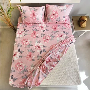 سرویس ملحفه مدل کتان رزالین دو نفره سه تکه