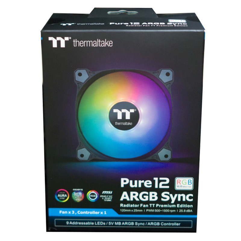 فن کیس ترمالتیک مدل Pure 12 ARGB Sync Radiator Fan TT Premium Edition بسته 3 عددی