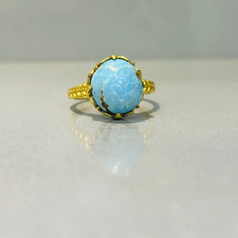 انگشتر نقره زنانه مدل اسپرت 5 چنگ فیروزه نیشابوری کد 43-133