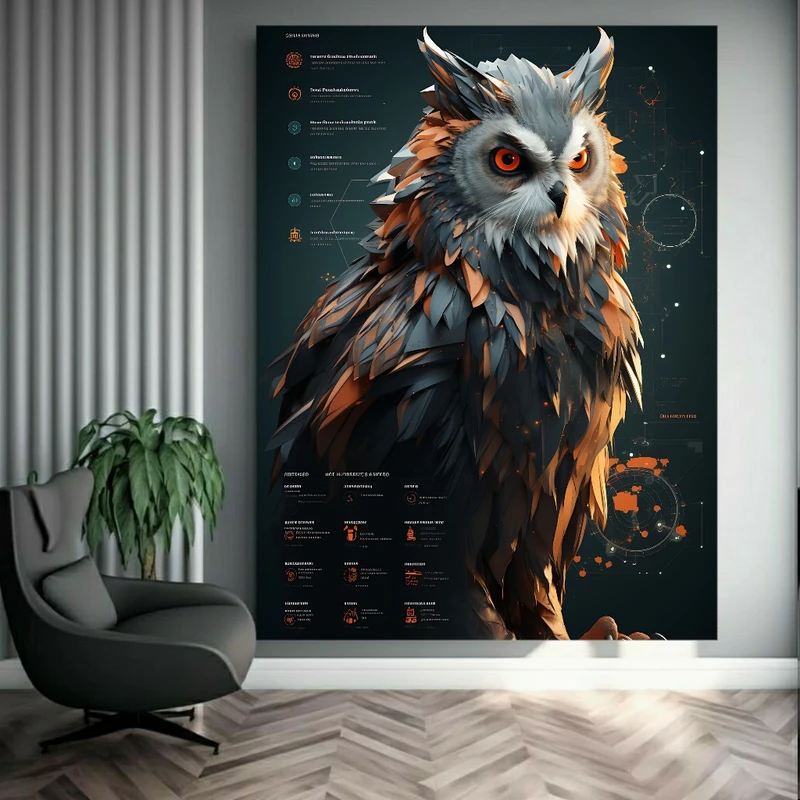 پوستر طرح جغد مدل دیجیتال کد BK23995