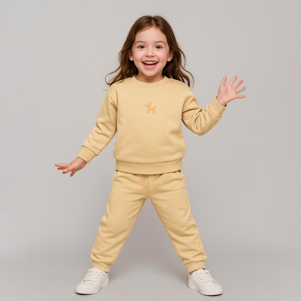 ست سویشرت و شلوار بچگانه مون‌سا مدل 4051 رنگ کرم