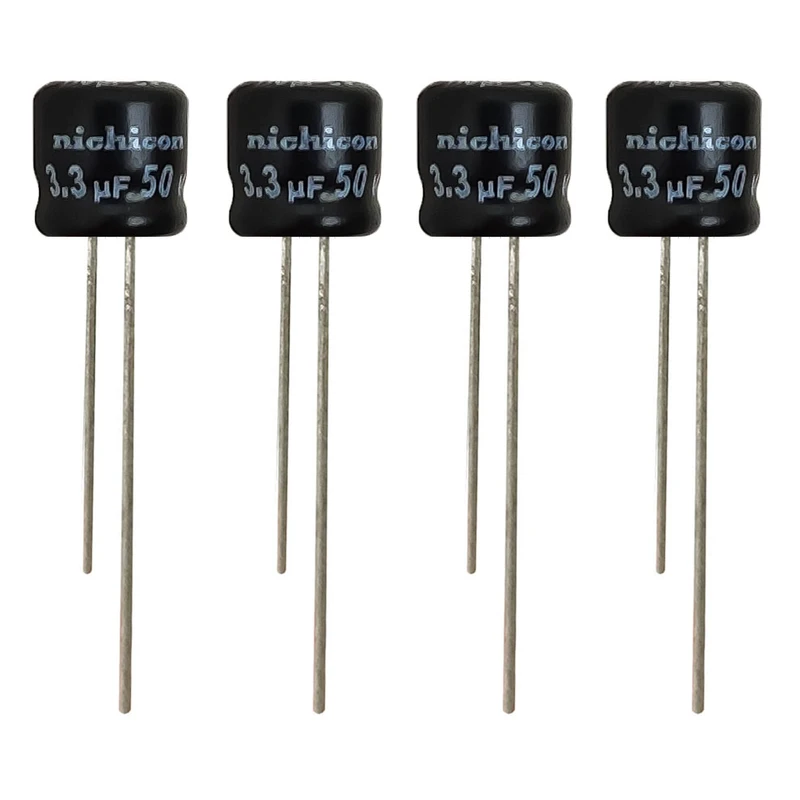 خازن الکترولیت 3.3 میکروفاراد 50 ولت نیچیکون مدل SK-3350 بسته 4 عددی