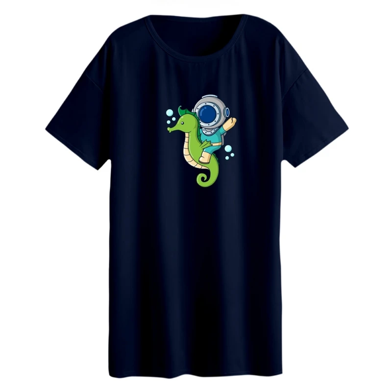 تی شرت لانگ زنانه مدل آدم فضایی کد 03