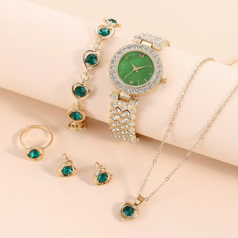 ست ساعت مچی عقربه‌ای کوارتز و ست زیورآلات زنانه مدل 439-3 G