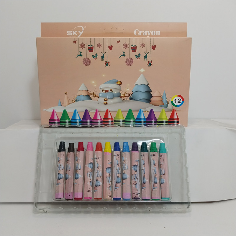 مداد شمعی 12 رنگ اسکای مدل آدم برفی