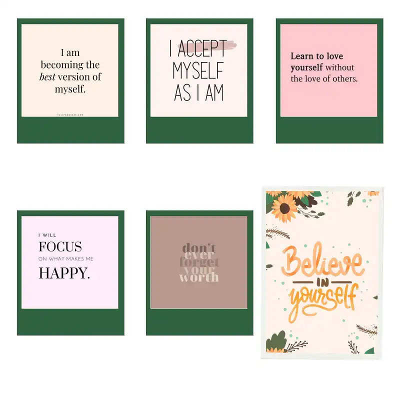 آویز تزیینی مدل loveyourself مجموعه 6 عددی