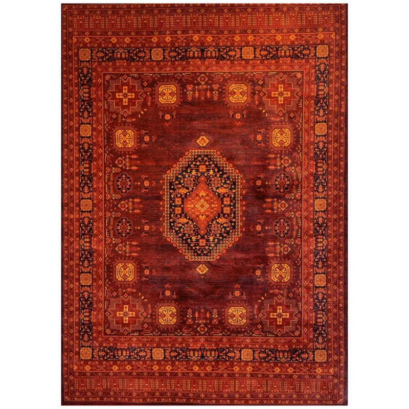 فرش ماشینی 700 شانه زمینه لاکی حاشیه لاکی مدل بلوچ bcf تراکم 2100 کد 811