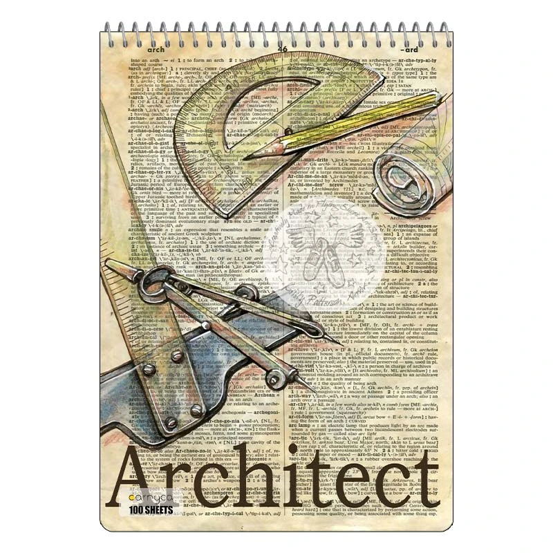 دفتر شطرنجی 100 برگ کارنیکا طرح روزنامه وینتج Vintage Newspaper کد 11448