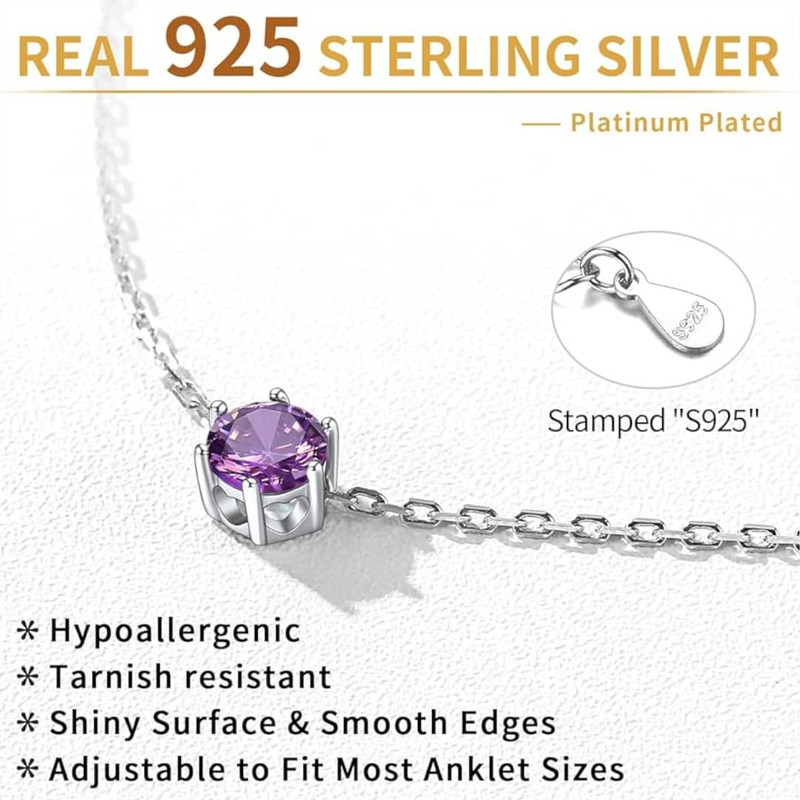 پابند نقره زنانه مدل سنگ آمیتیست