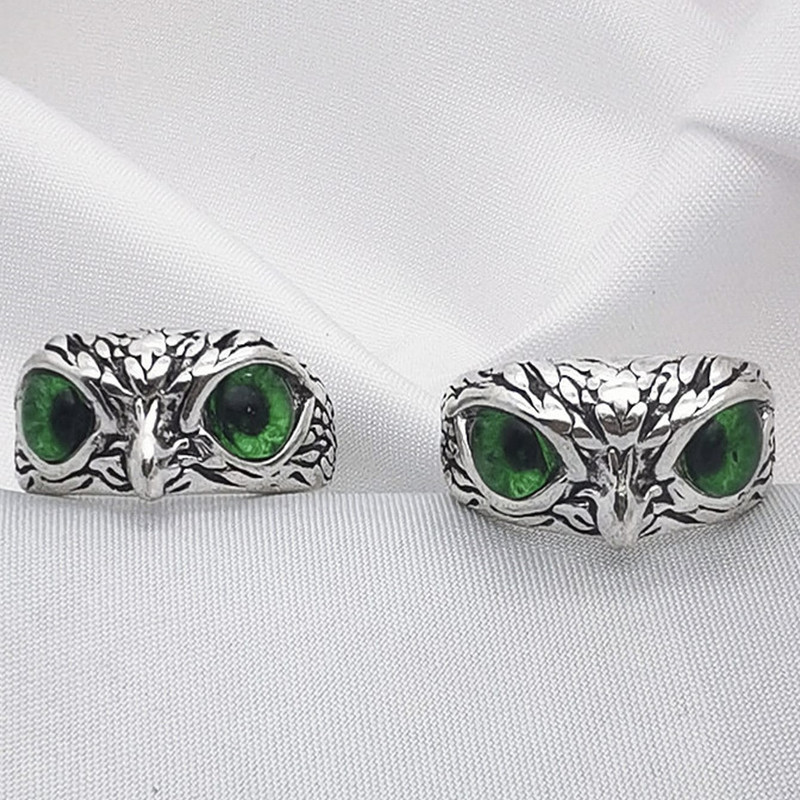 انگشتر طرح جغد نگین