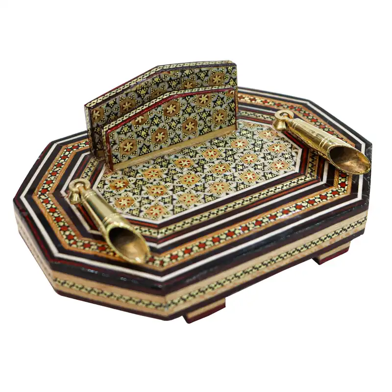 قلمدان خاتم کاری مدل 8 ضلعی کد 10p14