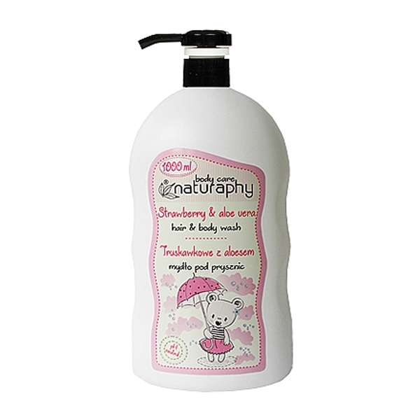 شامپو سر و بدن کودک ناتورافی مدل Strawberry & Aloevera حجم 1000 میلی لیتر