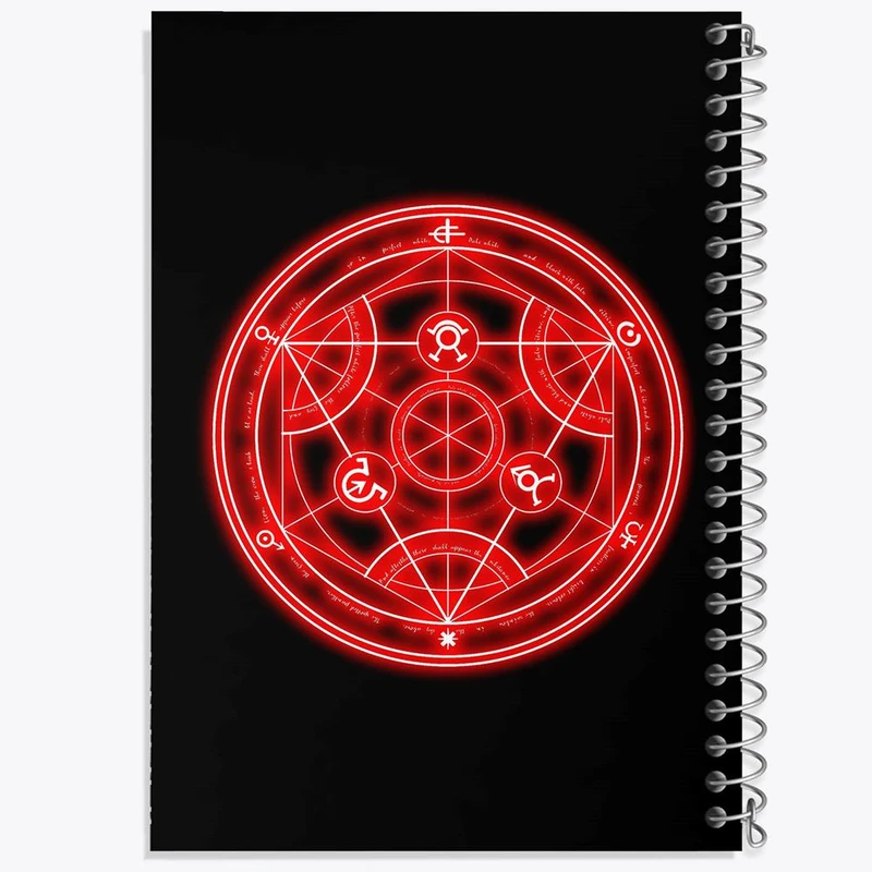 دفتر ژورنال نویسی 50 برگ خندالو مدل نقطه ای طرح نماد کیمیاگری انیمه کیمیاگر تمام فلزی کد 12685