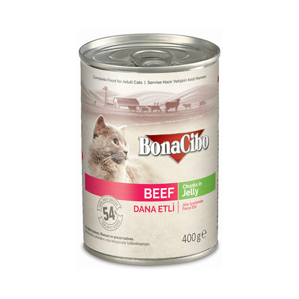کنسرو غذای گربه بوناسیبو مدل Beef وزن 400 گرم