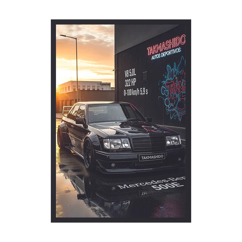 تابلو طرح وین چیتا مدل بنز E 500 کد 01 فریم مشکی