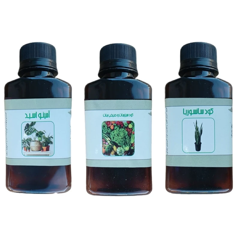 کود مایع امینو اسید و سانسوریا و کود سبزیجات و صیفی جات مدل life drop حجم 110 میلی لیتر بسته 3 عددی