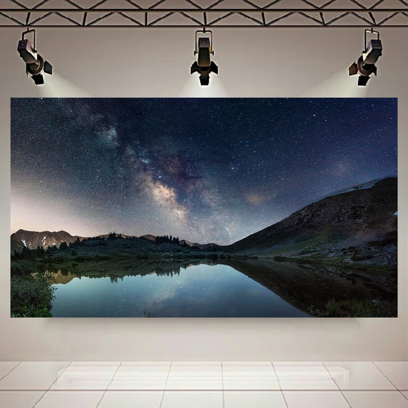 تابلو شاسی طرح کهکشان و ستارگان مدل انعکاس دریاچه ماه کد AR5090