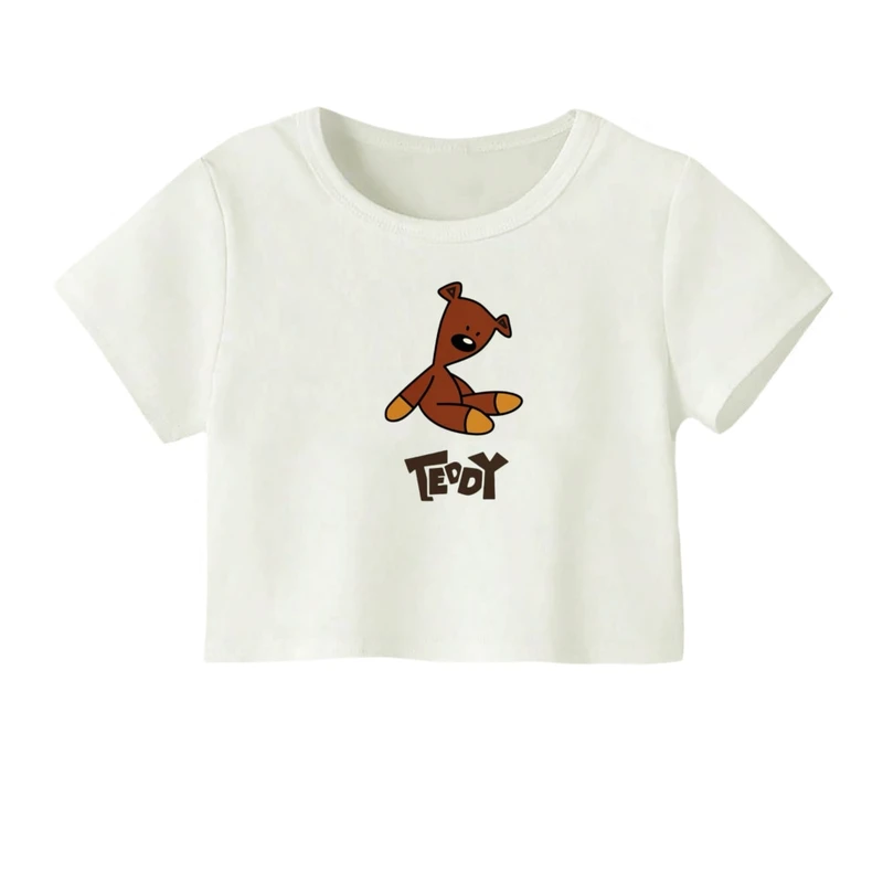 کراپ‌ تی‌شرت آستین کوتاه زنانه مدل تدی مستربین