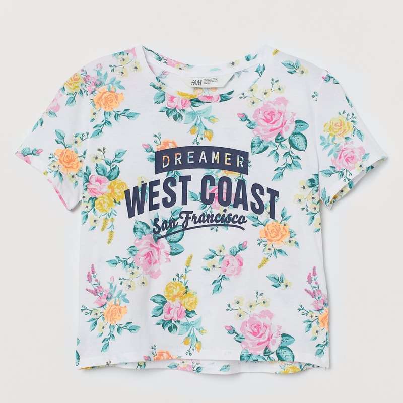 تی شرت آستین کوتاه دخترانه اچ اند ام مدل 0853222002