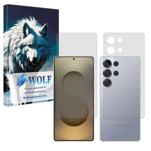 Wolf Tough model transparent screen protector suitable for Samsung Galaxy S25 Ultra mobile phone along with the back protector