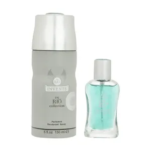 عطر جیبی مردانه ریو کالکشن مدل Derio حجم 20 میلی لیتر به همراه اسپری بدن مردانه مدل Invents حجم 150 میلی لیتر  