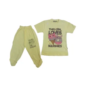 ست تی شرت و شلوارک دخترانه مدل پنبه ای