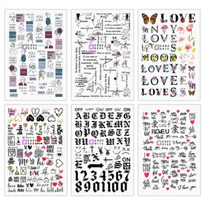 برچسب لنز ناخن مدل متن انگلیسی مجموعه 6 عددی