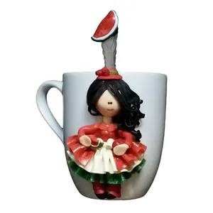 ماگ سرامیکی مدل دختر شب یلدا کد 02009 به همراه قاشق