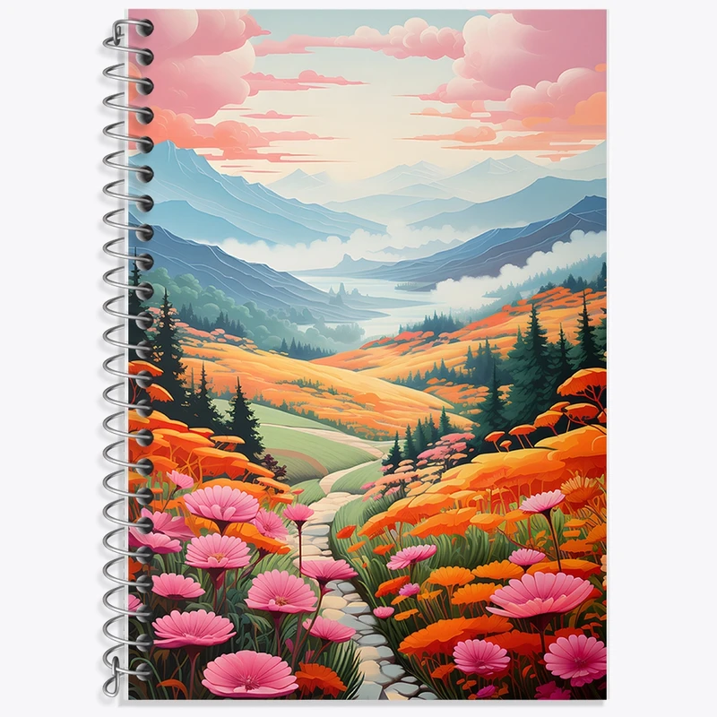 دفتر لغت 50 برگ خندالو طرح منظره بهاری کد F648