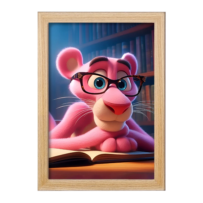 تابلو خندالو مدل پلنگ صورتی کد F6254