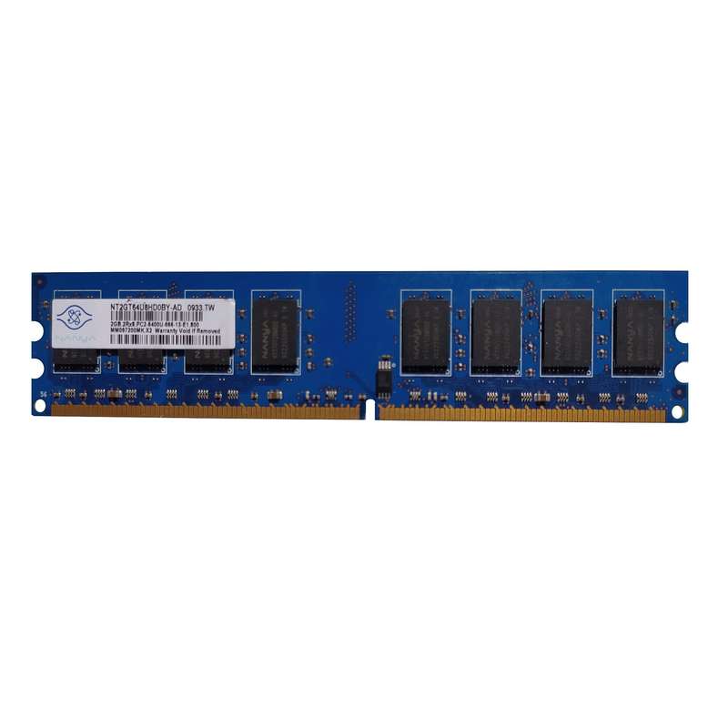 رم دسکتاپ DDR2 تک کاناله 800 مگاهرتز CL6 نانیا مدل NT2GT64U8HD0BY ظرفیت 2 گیگابایت رم دسکتاپ DDR2 تک کاناله 800 مگاهرتز CL6 نانیا مدل NT2GT64U8HD0BY ظرفیت 2 گیگابایت