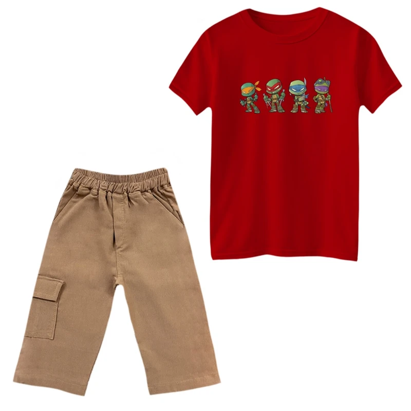 ست تی‌شرت و شلوارک پسرانه مدل لاکپشت های نینجا کد 18