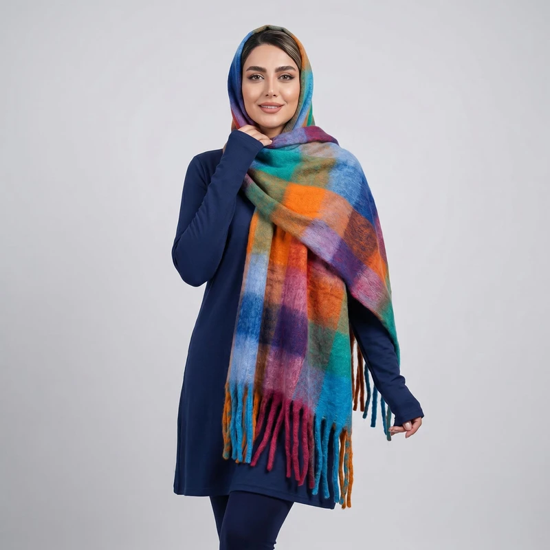 شال زنانه مدل پشمی چارخونه
