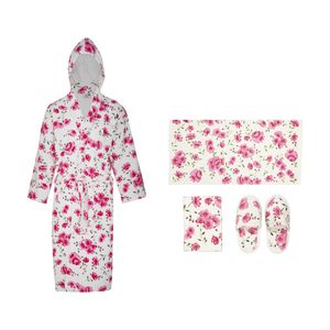 سرویس حوله پالتویی 4 تکه طرح گل