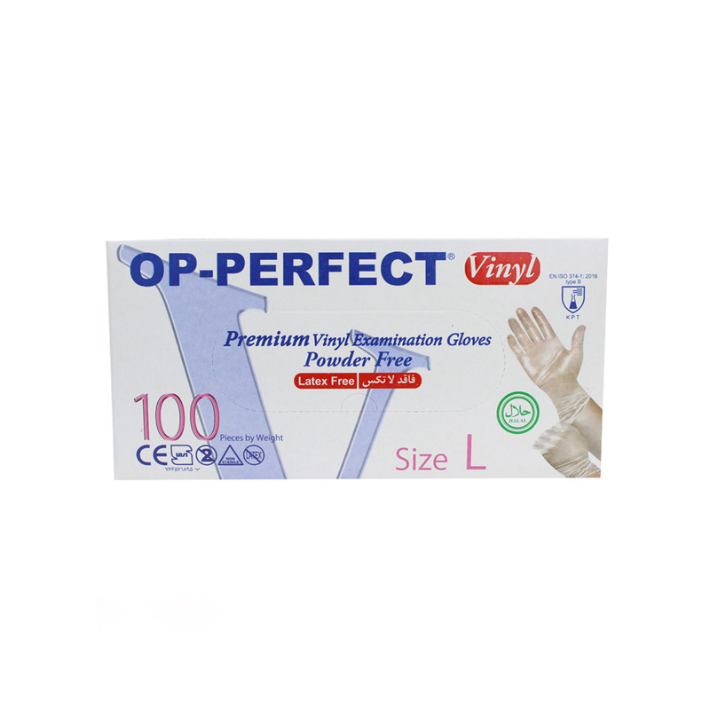 دستکش وینیل اپی پرفکت مدل 100 سایز لارج بسته 100 عددی
