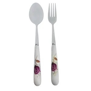سرویس قاشق و چنگال غذاخوری 12 پارچه طرح PINK ROSE