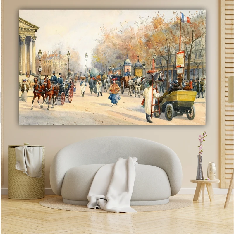 تابلو بوم طرح چرم مخمل مدل نقاشی بلوار دکپوسین فرانسه کد BM136