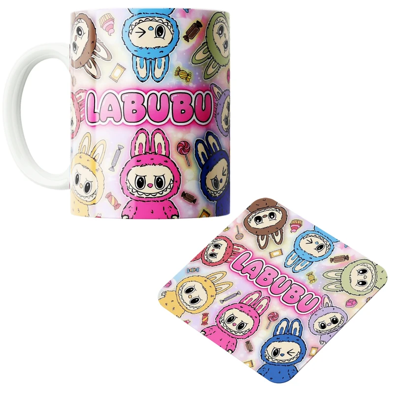 ماگ پاد آفرین مدل لبوبو کد z203 به همراه زیر لیوانی