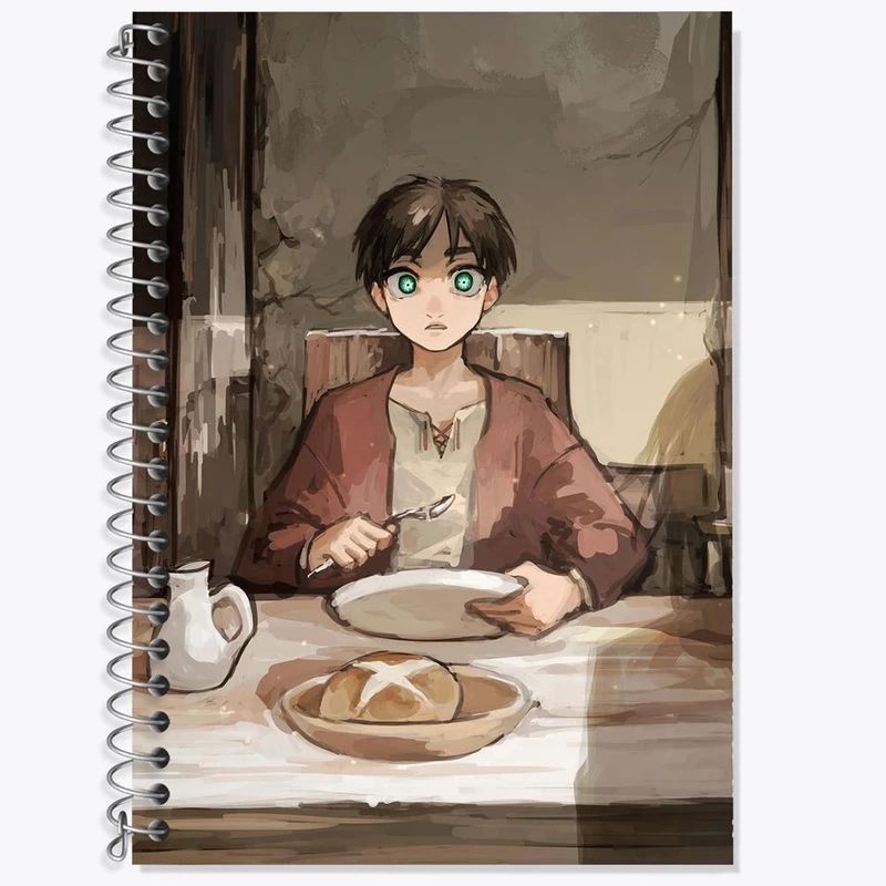 دفتر زبان 50 برگ خندالو مدل دو خط طرح ارن یگر انیمه اتک آن تایتان Attack on Titan کد 18531