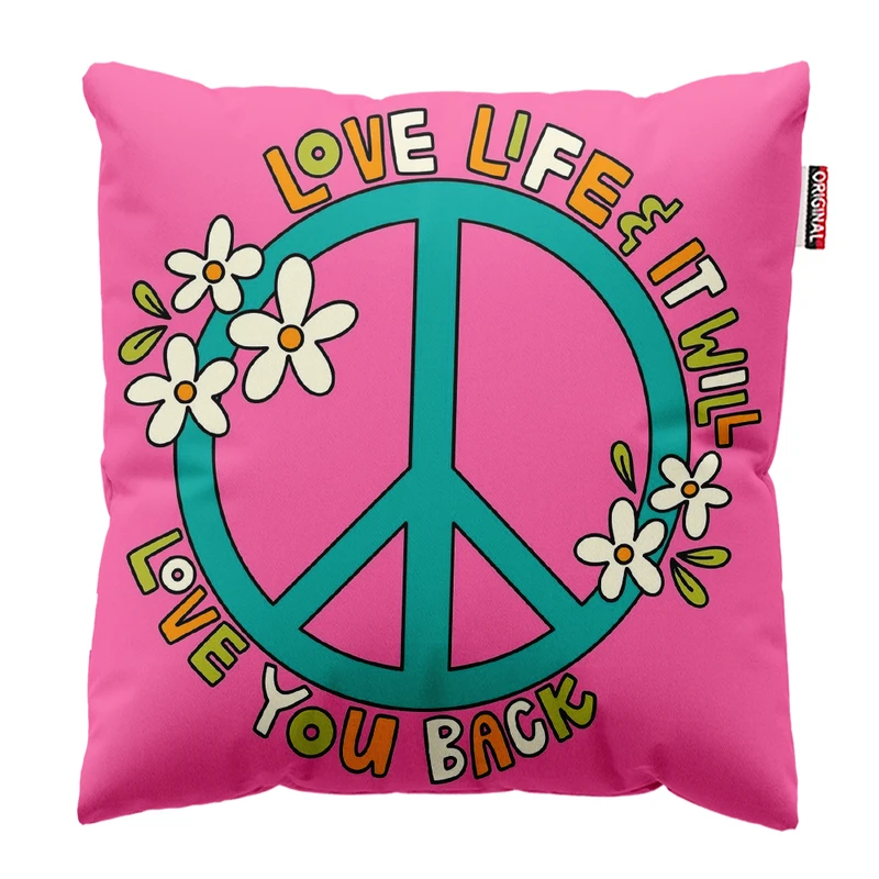 کوسن پاد آفرین مدل عشق و صلح کد PK403745 سایز 40*40 سانتی متر