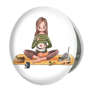 آینه جیبی خندالو طرح دختر مدل تاشو کد 5553 