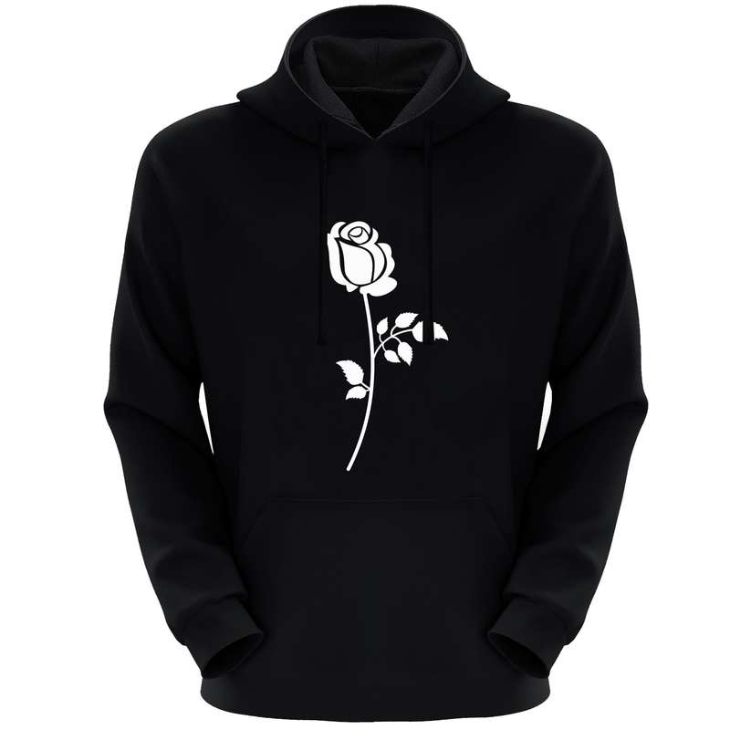 هودی زنانه مدل گل F359 رنگ مشکی