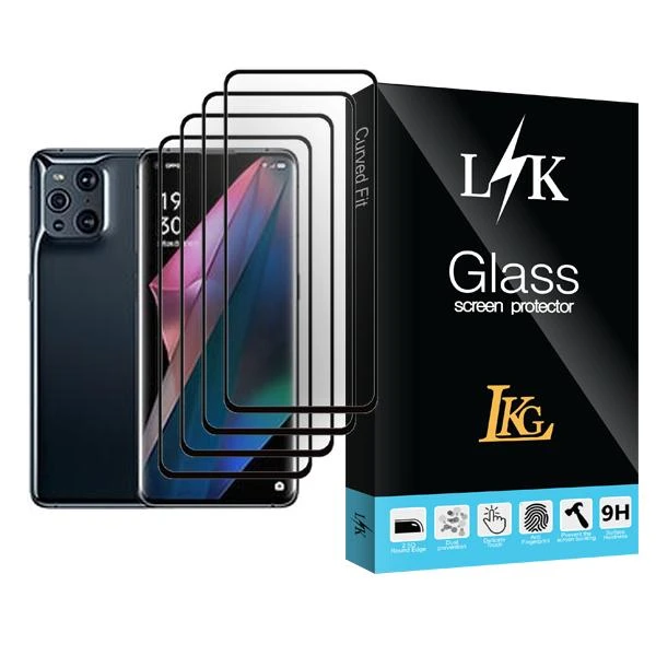 محافظ صفحه نمایش ال کا جی مدل LK Glass MIX004 مناسب برای گوشی موبایل اوپو Find X3 Pro بسته چهار عددی