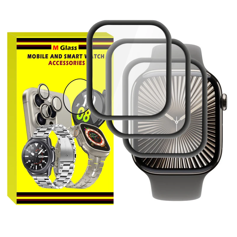 محافظ صفحه نمایش نانو ام‌گلس مدل Pmma-MG مناسب برای اپل واچ Series 10 46mm بسته سه عددی