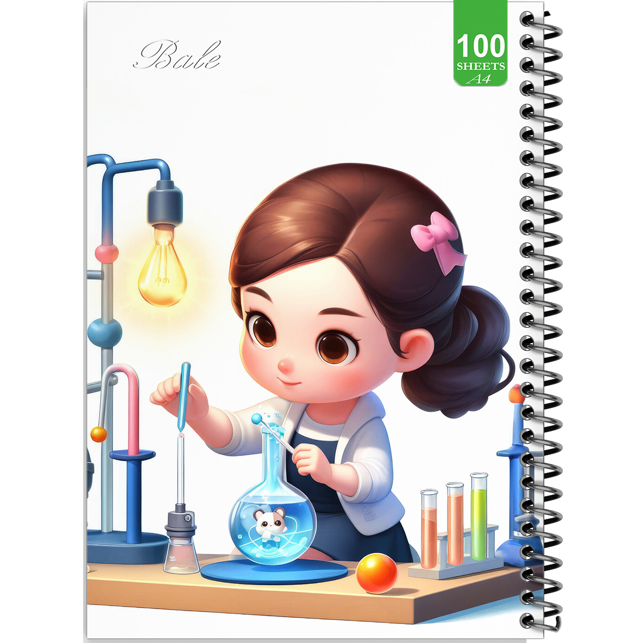 دفتر نقاشی 100 برگ بله طرح فانتزی دختر دانشمند کد A4-N479