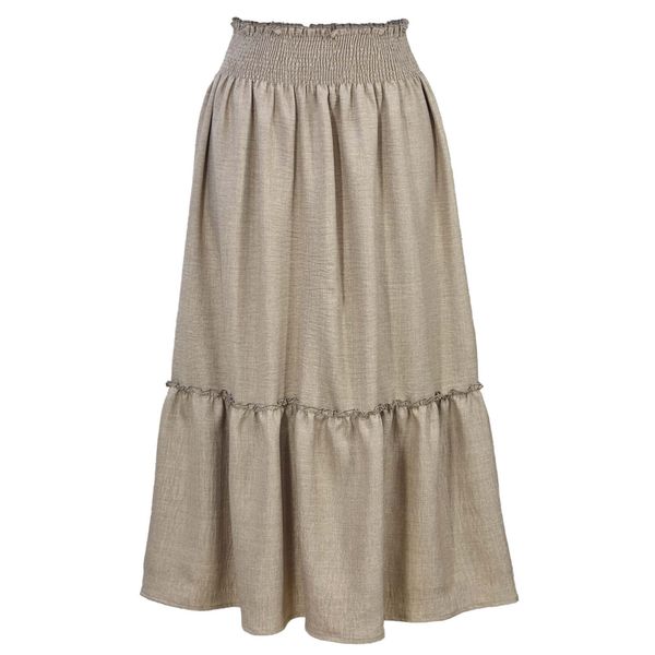 دامن چین‌دار زنانه دل آویز مدل H389 رنگ خاکی