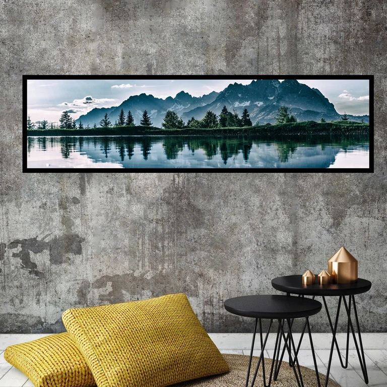 تابلو بکلیت طرح طبیعت جنگل و دریاچه مدل کشیده B-7679